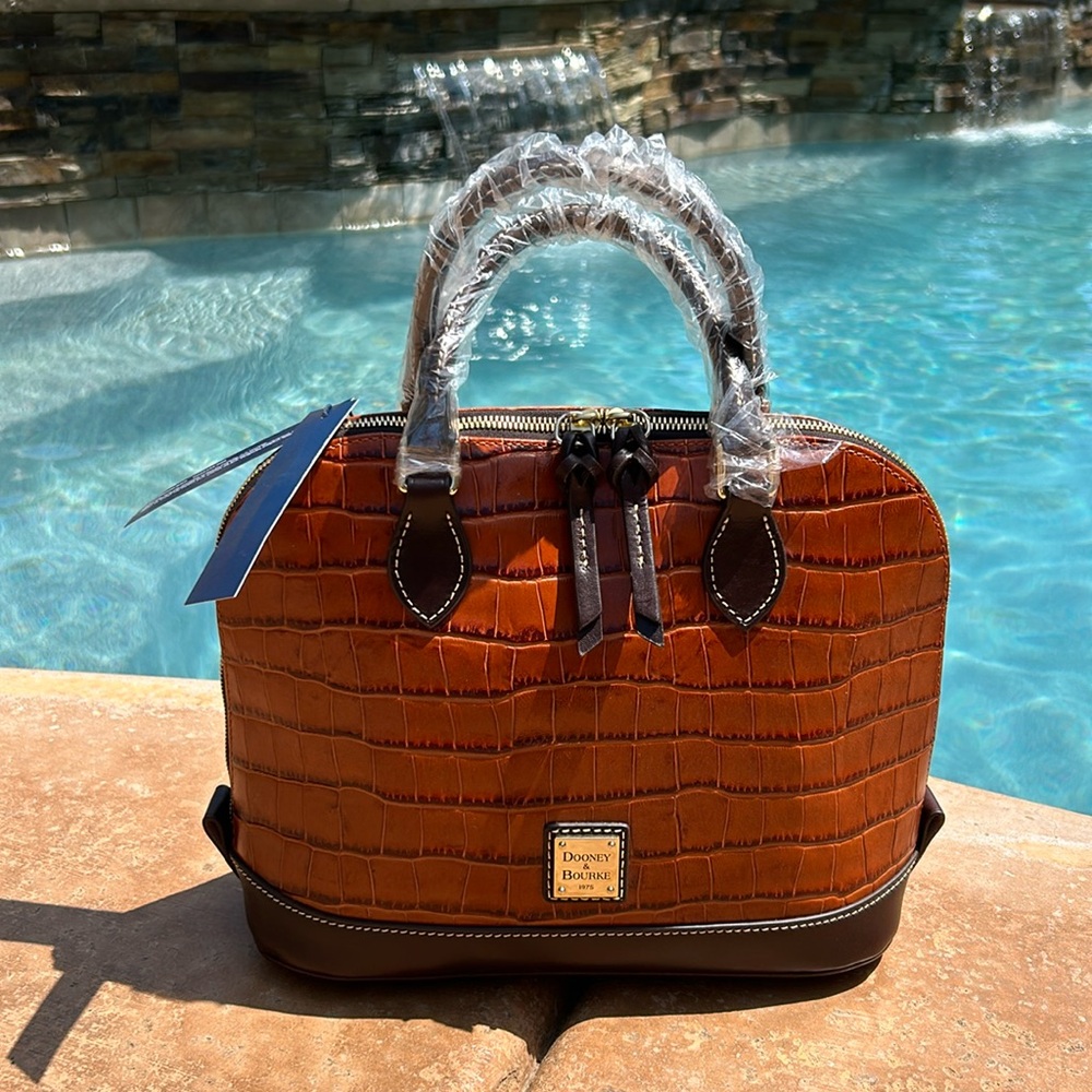 ✨NEW✨Dooney & Bourke OAKDALE ZIP ZIP Satchel - COGNAC - Picture 12 of 16